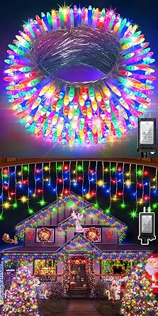82 FT Handing Christmas Lights with 176 Drops & 492 FT 1300 LED Christmas LightsMulticolor