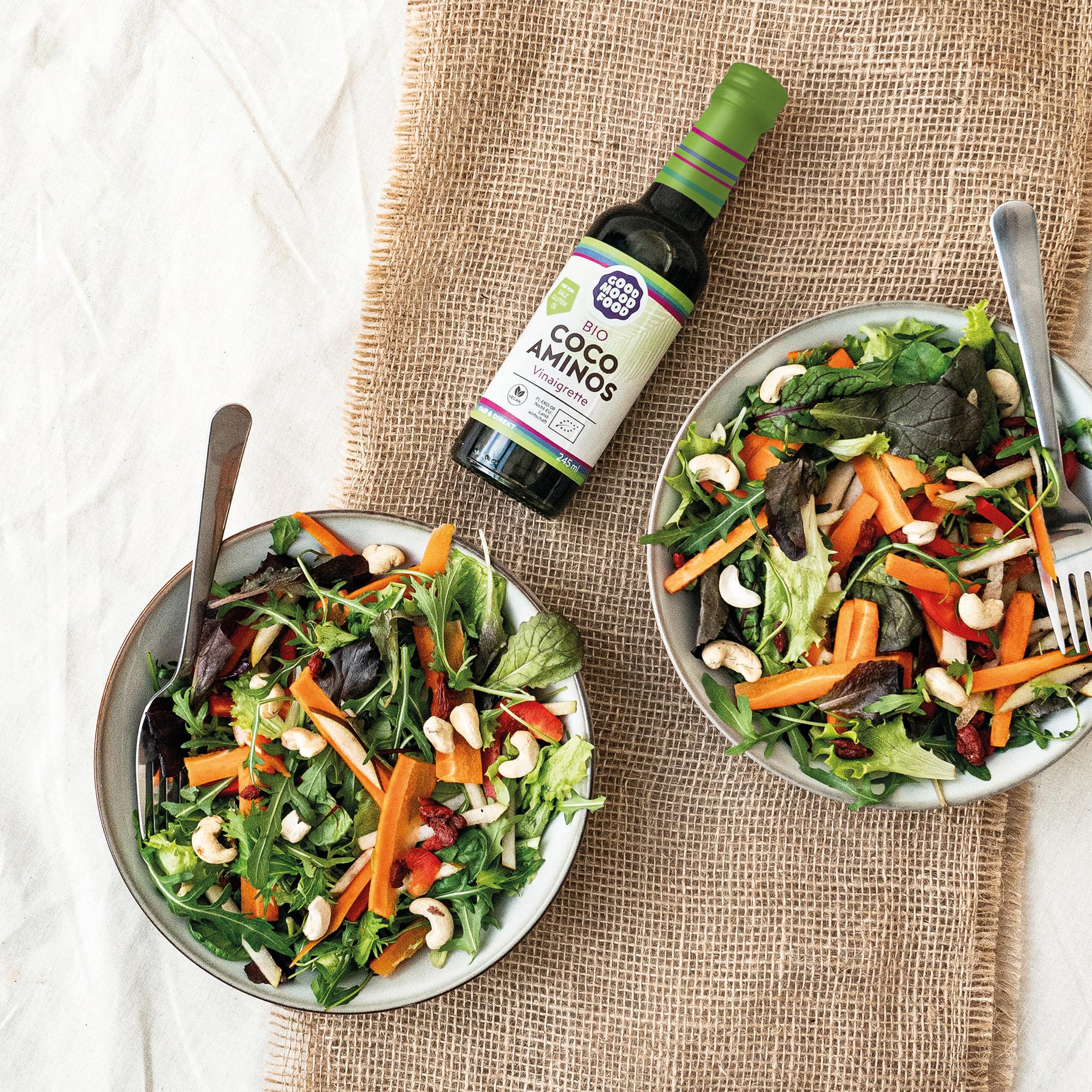 goodmoodfood Bio Coco Aminos Vinaigrette 2x500ml - Vegan, Glutenfrei, Ölfrei, Salzfrei, 100%Bio Naturprodukt von den Philippinen, aus Kokosblütenessig & Kokosblütensirup - Dressing, Marinade, Topping