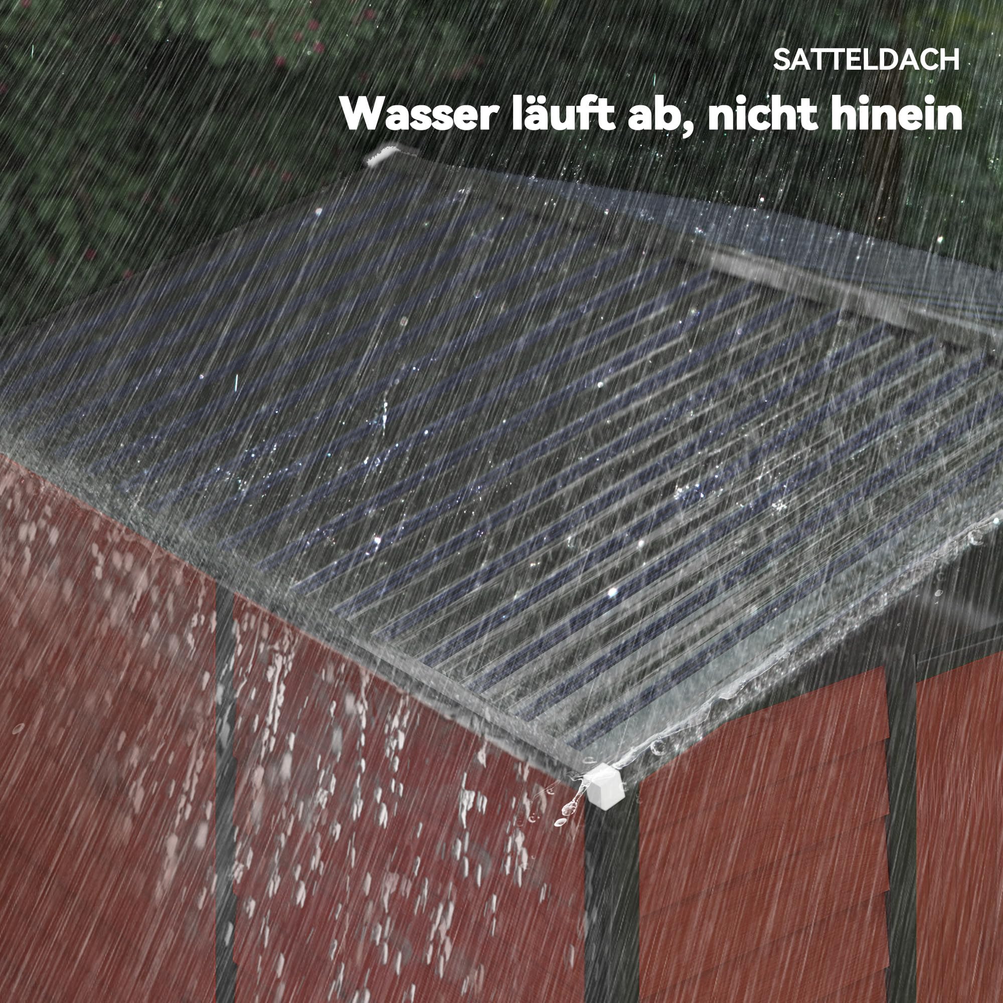Outsunny Gerätehaus 4,4 m², Gartenhaus mit Pultdach, Schiebetür, Fundament, 240 x 206 x 198 cm, Verzinkter Stahl, wetterfest