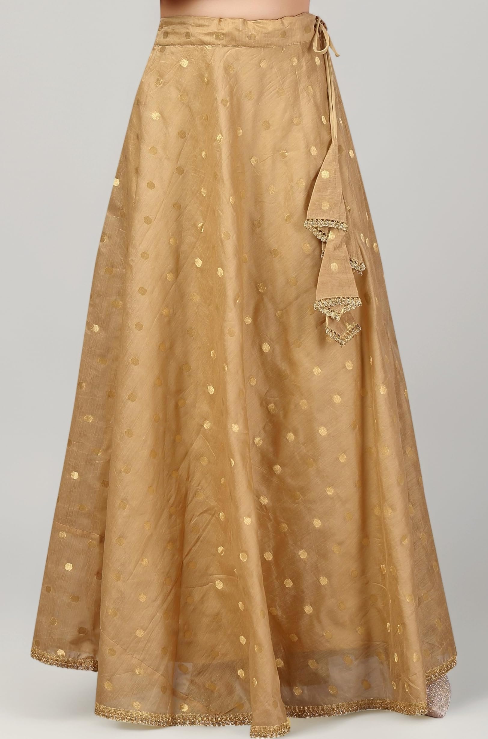 Women's Polyester Readymade Chanderi Silk Long Skirt Lahenga
