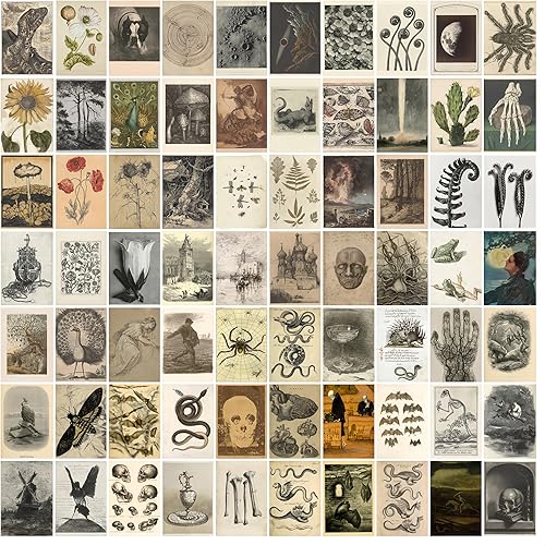 Leifyson Kit de collage de pared vintage de 70 piezas, crea magia estética con carteles inspirados en la naturaleza y decoración de habitación de 4