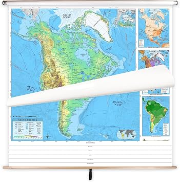 7 Continent Advanced Physical Classroom Pull Down Map Set by BrightWay Educational | Classroom Maps for Grades 9+ | Colorful Elevation Ramps | Detailed Geography with Major & Secondary Cities | Geographical & Ocean Features