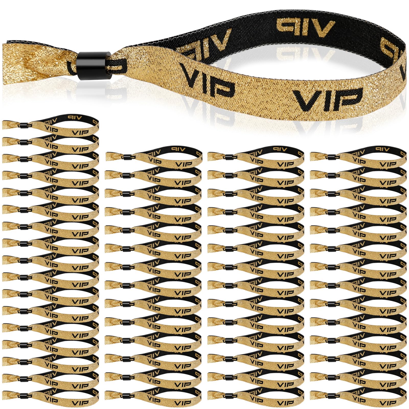 60 Piezas Pulseras de Entrada VIP Bandas de Entrada de Tela Cintas Identificativas de Oro Negro Pulseras de Identificación con Cierre para Fiesta Festival Evento Concierto Cumpleaños Boda