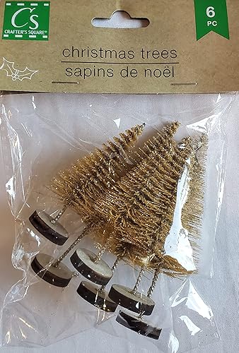 Miniatura 2 de Greenbrier International Juego de 6 mini cepillos dorados para botellas de Navidad