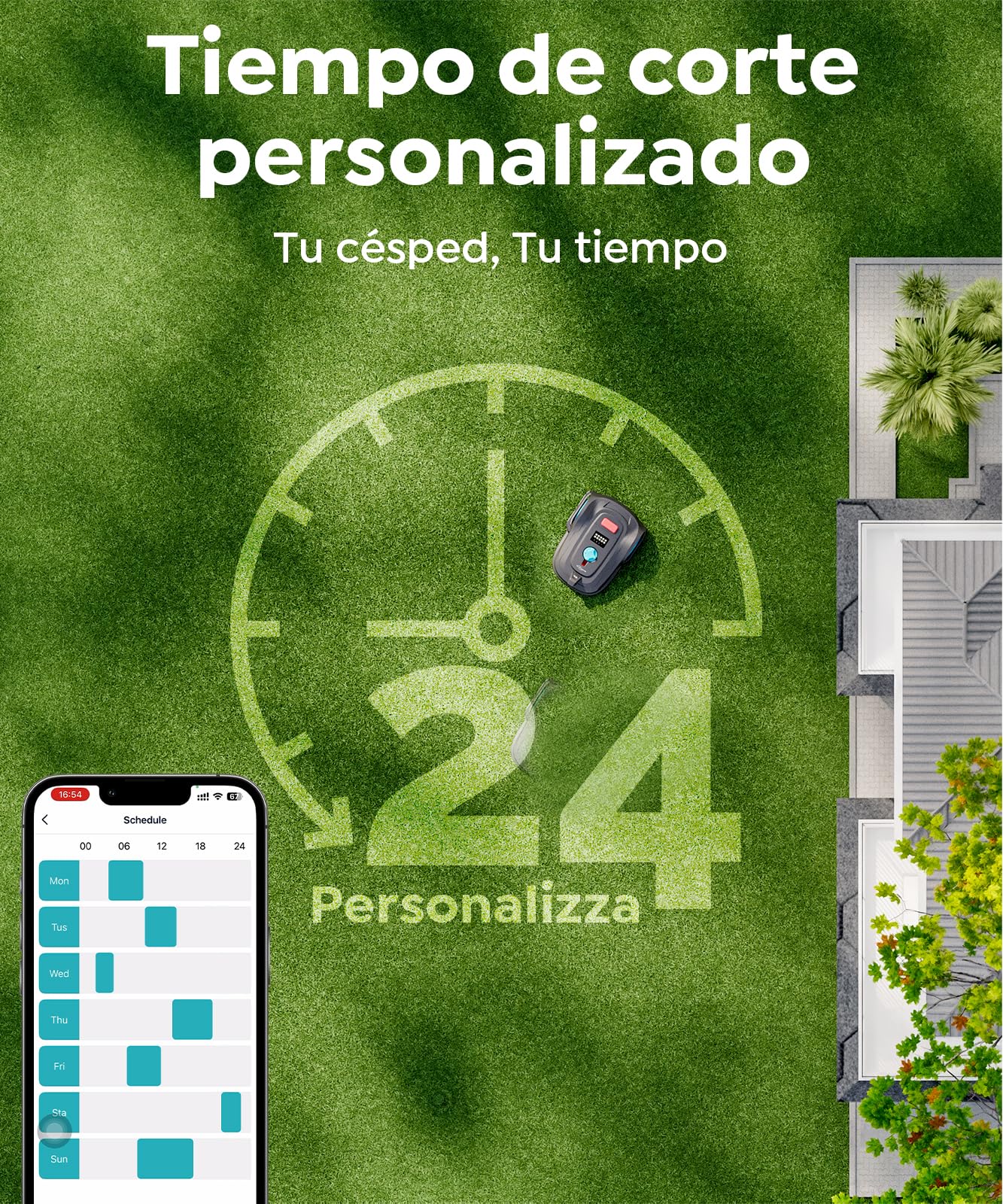 YARDCARE M800Plus Robot Cortacesped sin Cable Perimetral, MAX 800m², Posicionamiento GPS+Navegación con Visión IA, Retorno Estación de Carga, App Control, Corte Forma U, Evitación Precisa Obstáculos