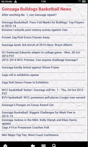 Gonzaga Basketball News(Kindle Tablet Edition)