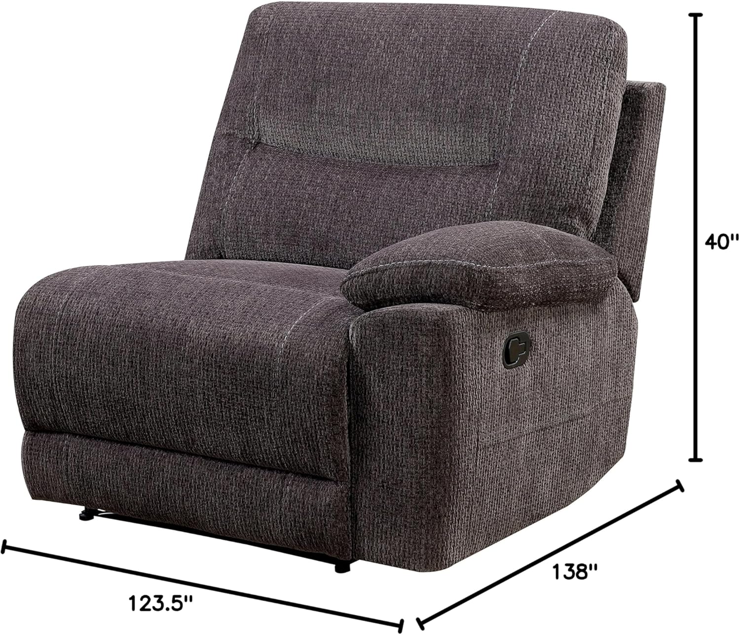 HOMES: Inside + Out Marben Recliner Sectional, Cupholder Couch with Storage, Medium Firm Chenille Fabric 6-Seater Sofa with Chaise, Gray