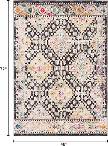 Vista 298 de Safavieh Madison Collection MAD418F - Alfombra de área con diamantes, Polipropileno, Azul Oscuro/Amarillo