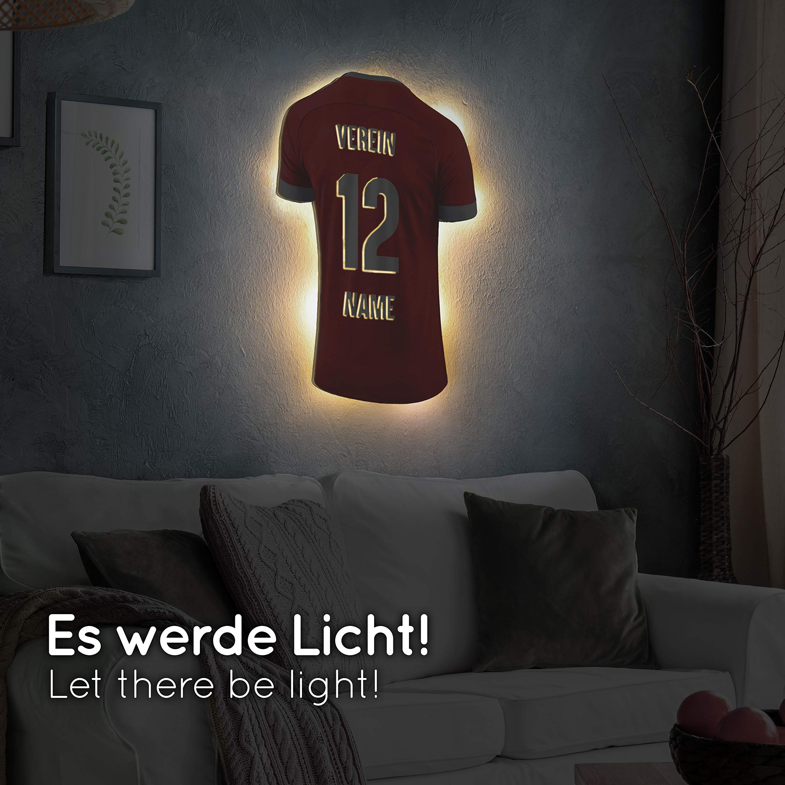 Elbeffekt Trikotlampe für Düsseldorf Fans aus Holz - personalisierbares Geschenk - schenke Dein individuellen Düsseldorf Fanartikel aus Echtholz