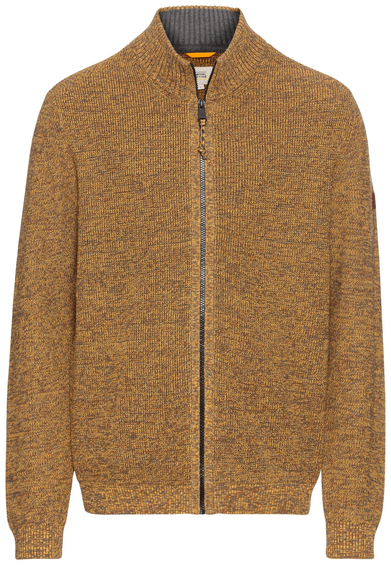 camel active Men's Cardigan with Zip, Yellow, 5XL