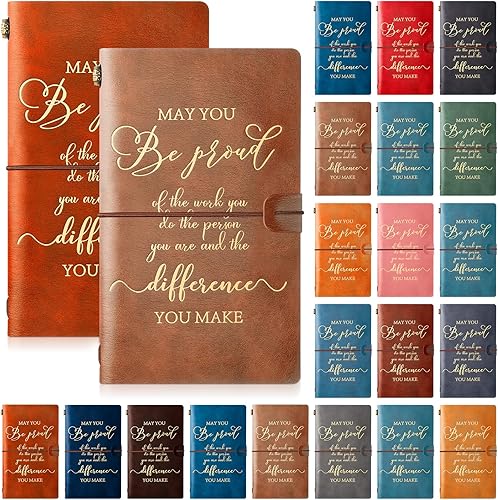 Colarr Paquete de 20 regalos de agradecimiento para personal, empleados, compañeros de trabajo, diarios de cuero a granel, cuadernos de cuero para