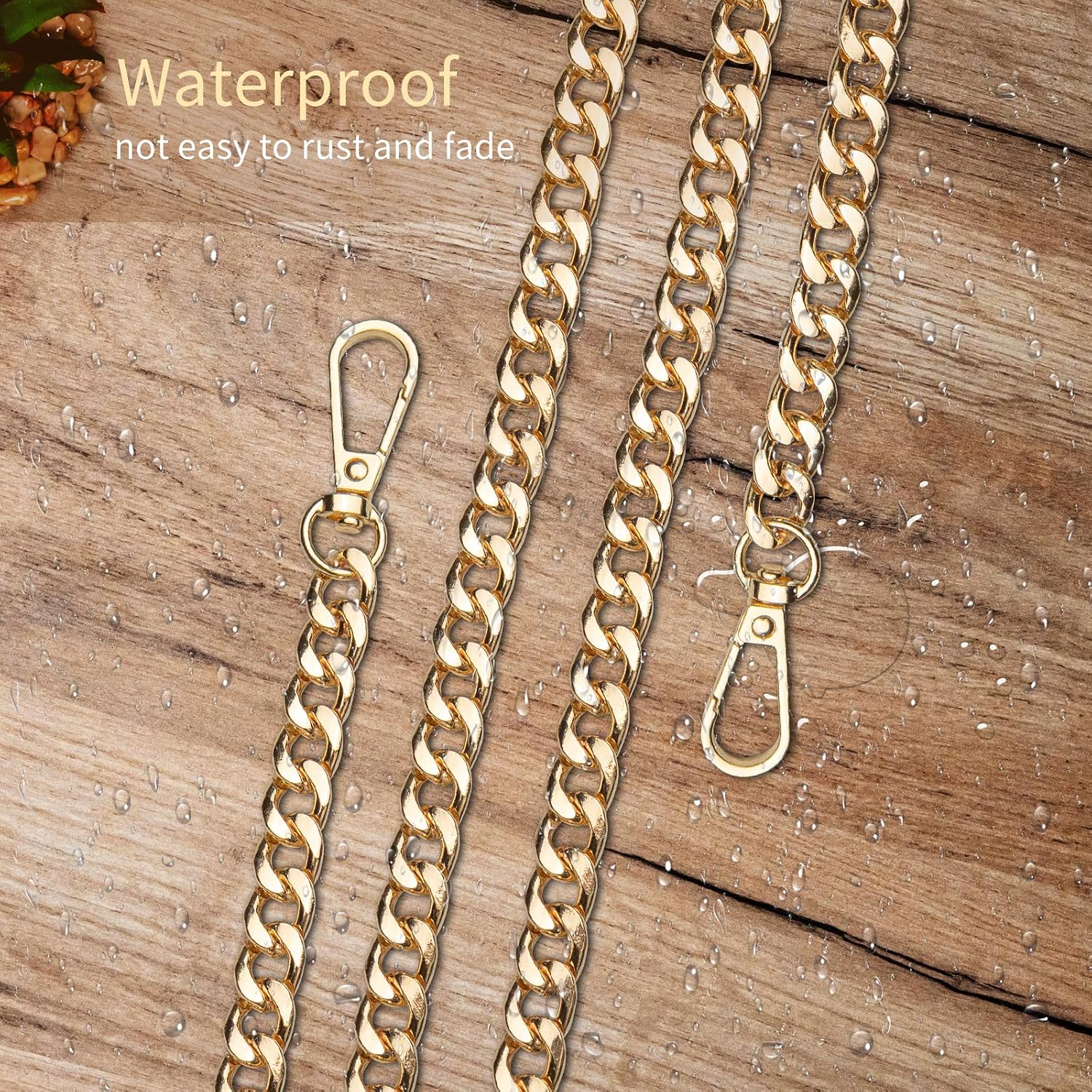 Kimi-HOSI 120 cm Bag Chain Handbag Flat Chain Straps Crossbody Shoulder Strap Chain with Swivel Buckles Metal Spare Chains Bag Accessorie for Wallet Handbags Purse Clutch Bag Diameter 9.5mm - Image 4
