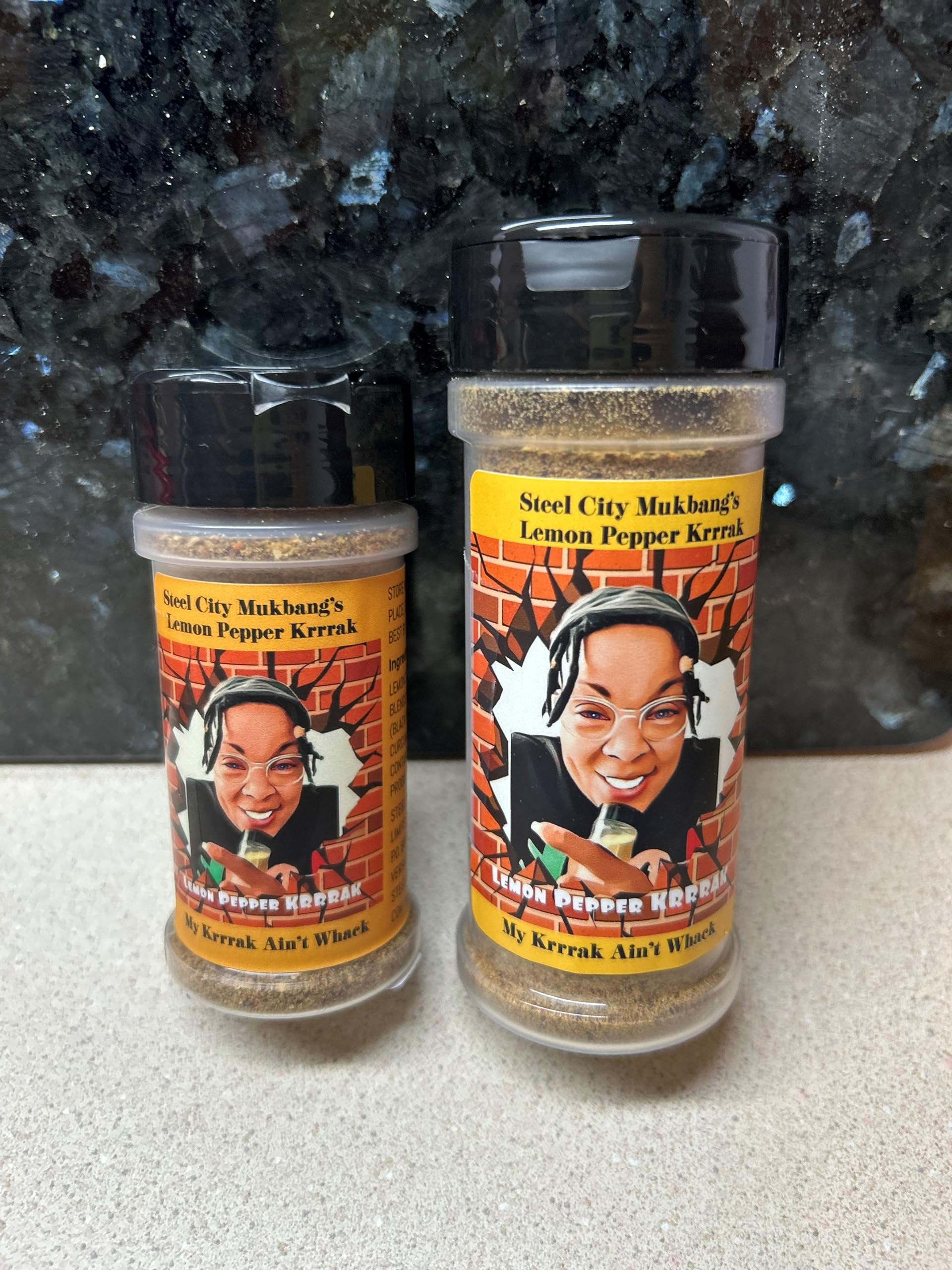 Steel City Mukbang's Lemon Pepper Krrrak, Seasoning, Spices,Wing Crack, LPK, Wing Dust, Meat Topping, Great on Fruit and Veggies, Holiday Gift Idea, 1ct. Low Sodium, Universal Flavor, Unique
