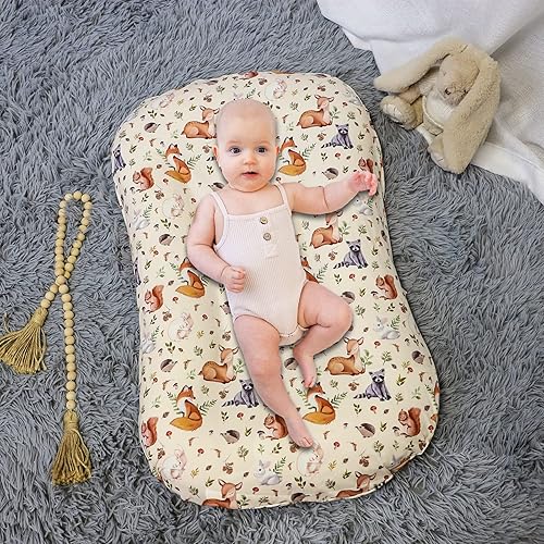 Miniatura 6 de Jundetye Funda de almohada de lactancia y funda para tumbona de bebé para niñas y niños, suave y cómoda, elástica, extraíble, diseño de animales de
