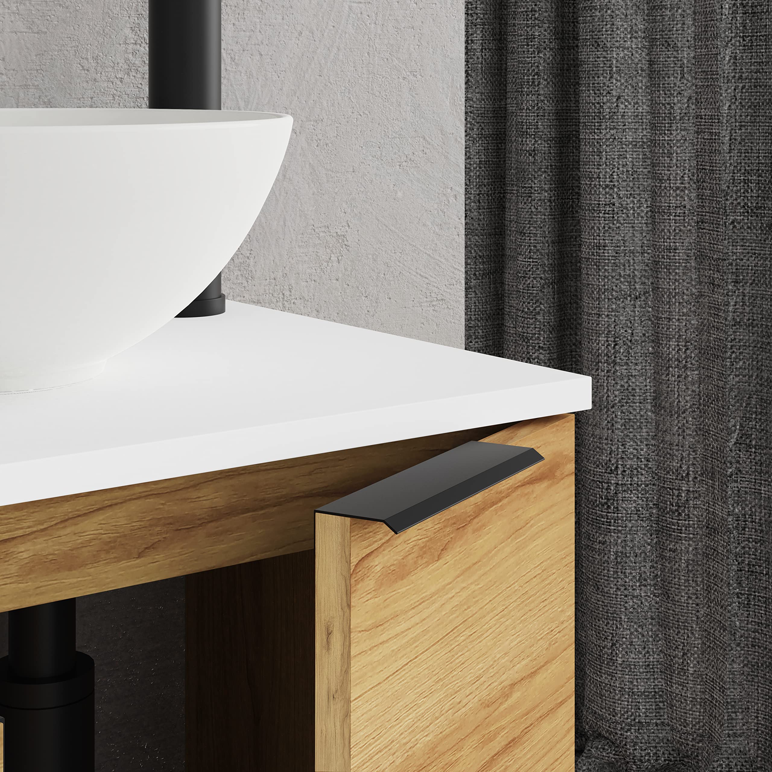 Baikal Conjunto De Mueble De Baño 45cm. Incluye Mueble con Lavabo. Melamina 16mm. Mueble MONTADO. Encimera + Lavabo. Sin Espejo 2 Puertas Teka