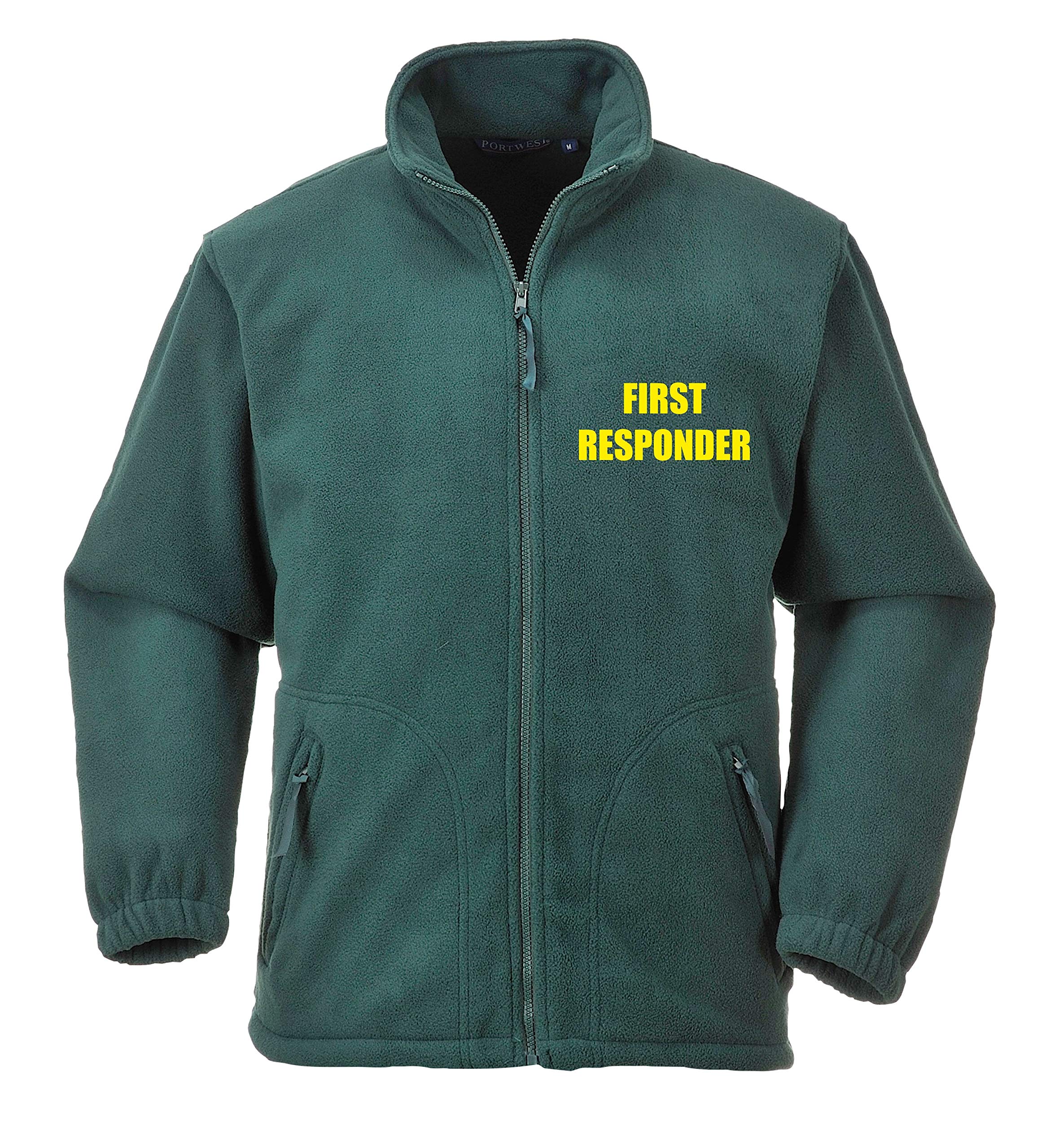 Brook Hi Vis Uk Unisex Green First Responder Portwest Premium Fleece Yellow Text - Workwear, Medical, Medic, Jacket, Your Text Here, XX-Large