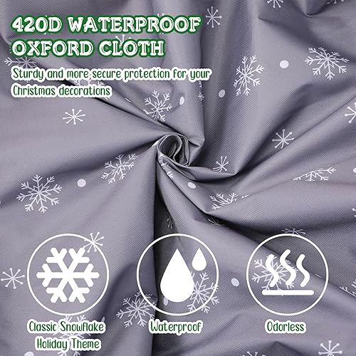 Miniatura 4 de Juego de 3 bolsas de almacenamiento para árbol de Navidad de 65 x 30 x 15 pulgadas, bolsa de almacenamiento de corona de Navidad de 30 pulgadas,