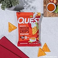 Vista 5 de Quest Nutrition - Chips de proteína estilo tortilla, Buffalo Ranch, 0.67 oz de proteína, 0.14 oz de carbohidratos netos, aperitivo de proteínas sin