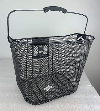 Bicycle Basket Quick Release for Electric Bikes and Non-Electric Bikes, Wide Cross BAR for Display, Wire Mesh, with Swing up Handle with Bracket. Color Black