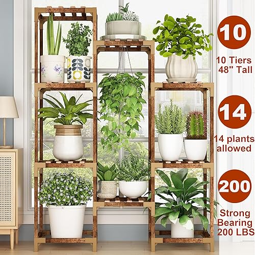 Miniatura 2 de HOMKIRT Soporte para plantas grande (soporte para plantas de 10 niveles)