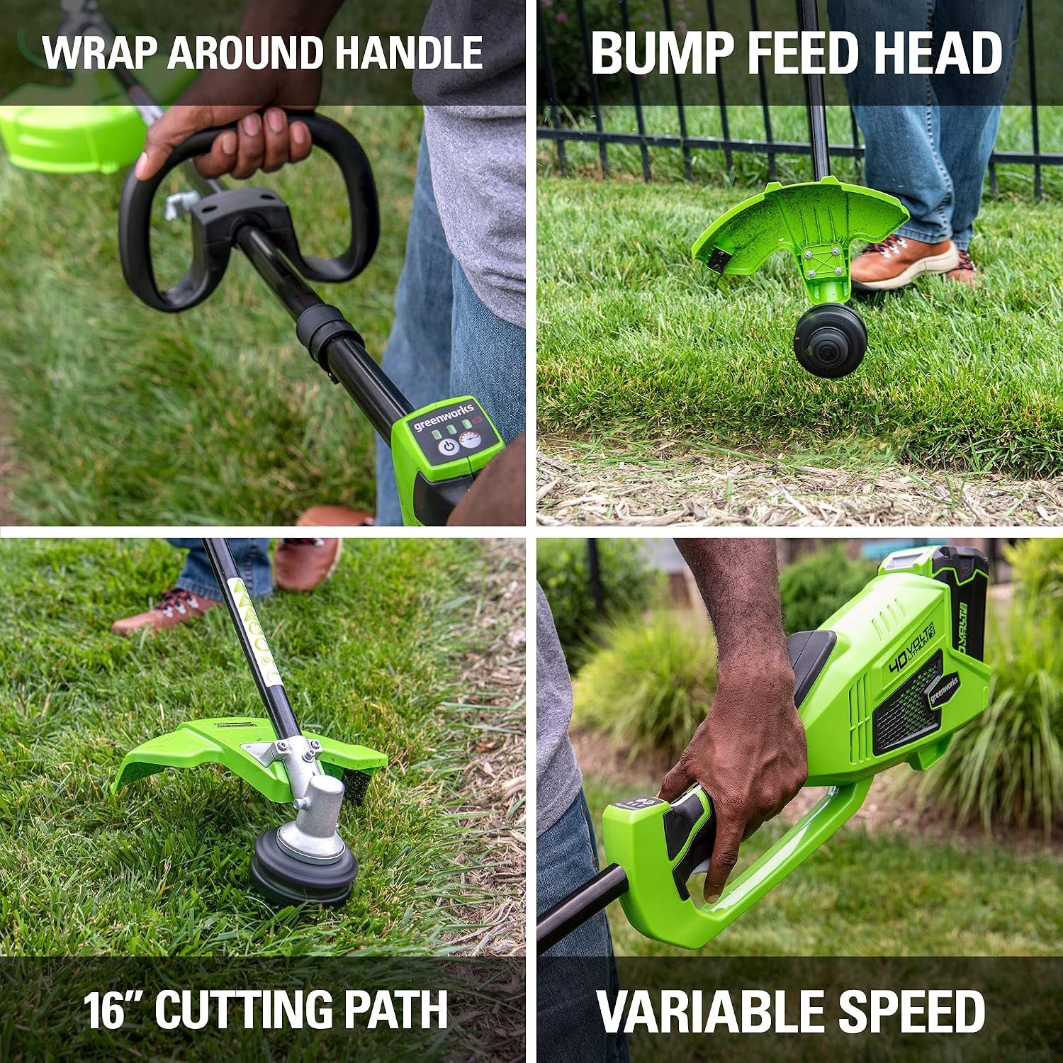 Greenworks 40V 16 inch Brushless (Attachment Capable) String Trimmer, Tool Only