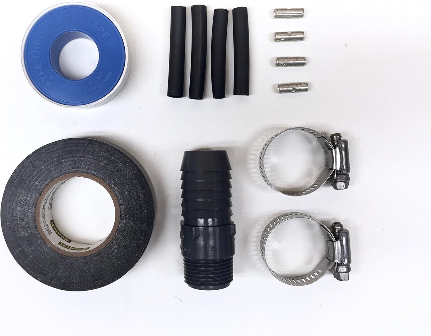 Well Pump Installation Kit with Male NPT to Hose Barb, Heatshrinks and