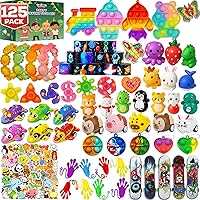 TwCare 125 Pcs Fidget Toys Party Favors Pack - Random Pop Sensory Toys, 65 Stickers for Kids Adults, Autism, Stocking Stuffers, Classroom Rewards