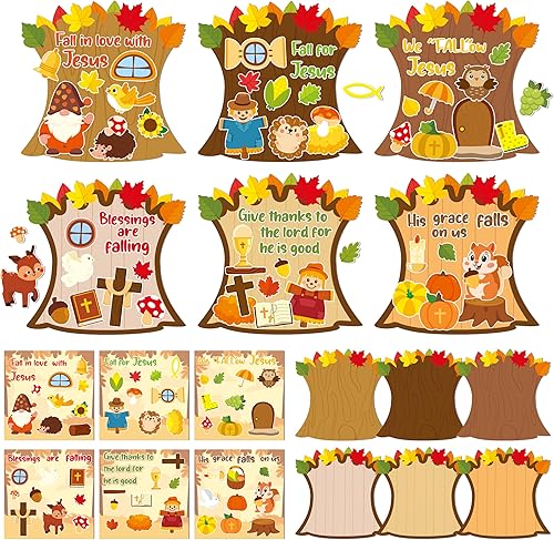 Miniatura 11 de CY2SIDE 12 juegos de calcomanías de arte de escena de animales del bosque de otoño para niños, crea una escena del bosque de otoño con calcomanías