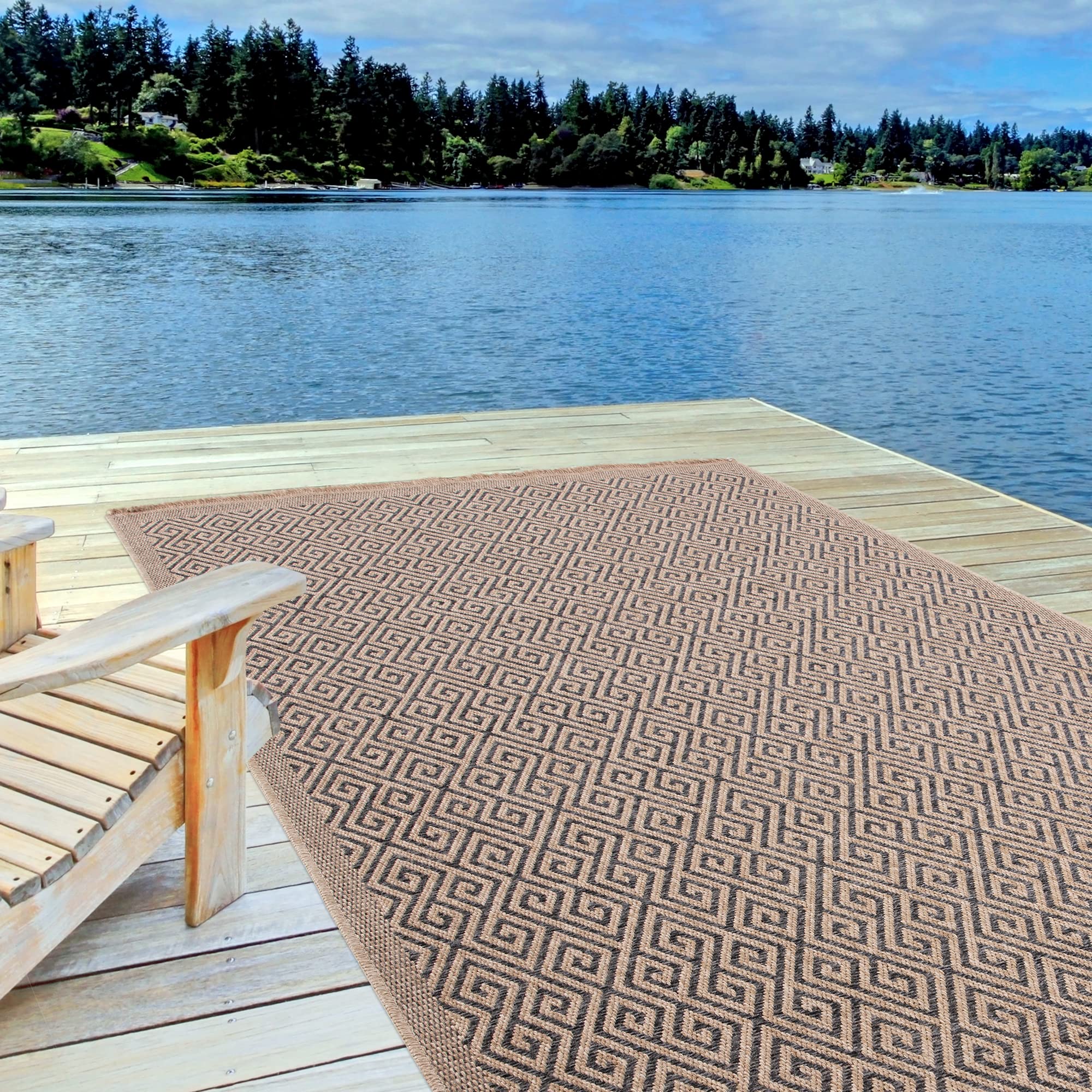 THE RUGS Nature Collection Outdoor Rug, Indoor/Outdoor Tona Border Area Rug for Patio Deck, Garden, Kitchen - Image 2
