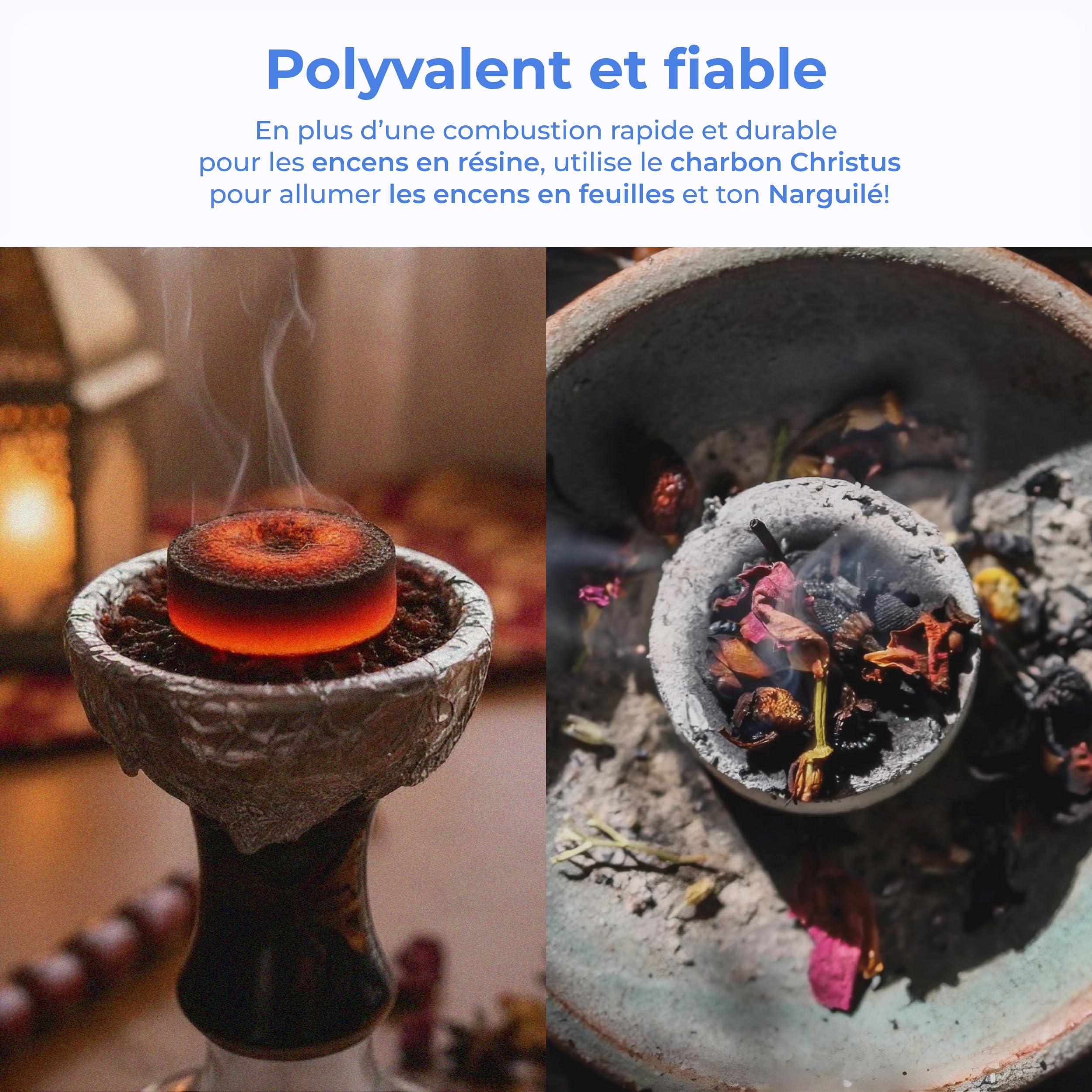 100 Charbons pour Encens et Narguilé Ø 33 mm - Naturels, Allumage Rapide