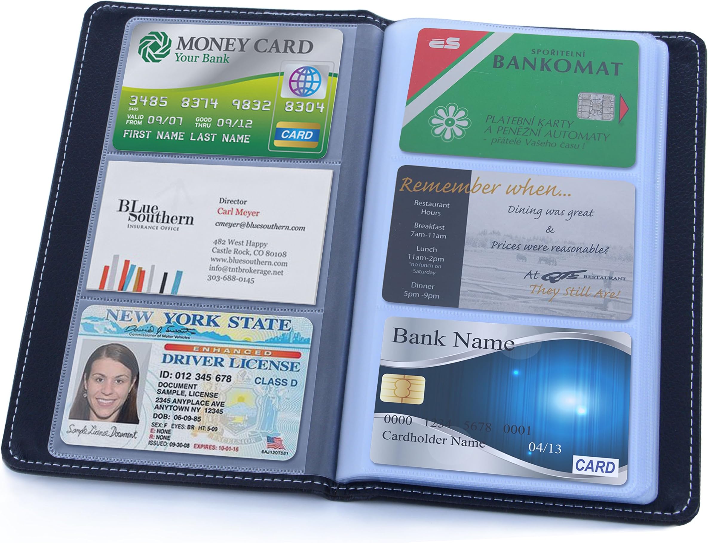 Book Style Business Name Card Holder PU Leather Business ID Credit Card Organizer Professional Cards Booklet for Men and Women (90 Slots/Brown)