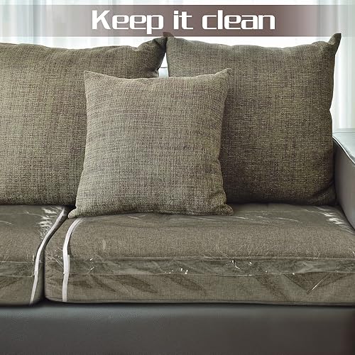 Miniatura 5 de Geetery Fundas de cojín de plástico para sofá, fundas de sofá impermeables de PVC, fundas de sofá para muebles contra gatos, perros y arañazos, 28 x