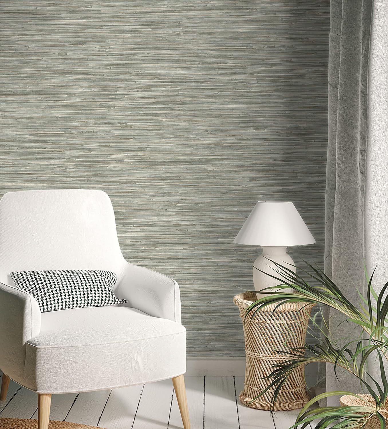 Surface Style - Peel and Stick Wallpaper, Texture Wallpaper for Bedroom, Powder Room, Kitchen, Self Adhesive, Vinyl, 30.75 Sq Ft Coverage (Tiki Texture Collection, Seaglass)
