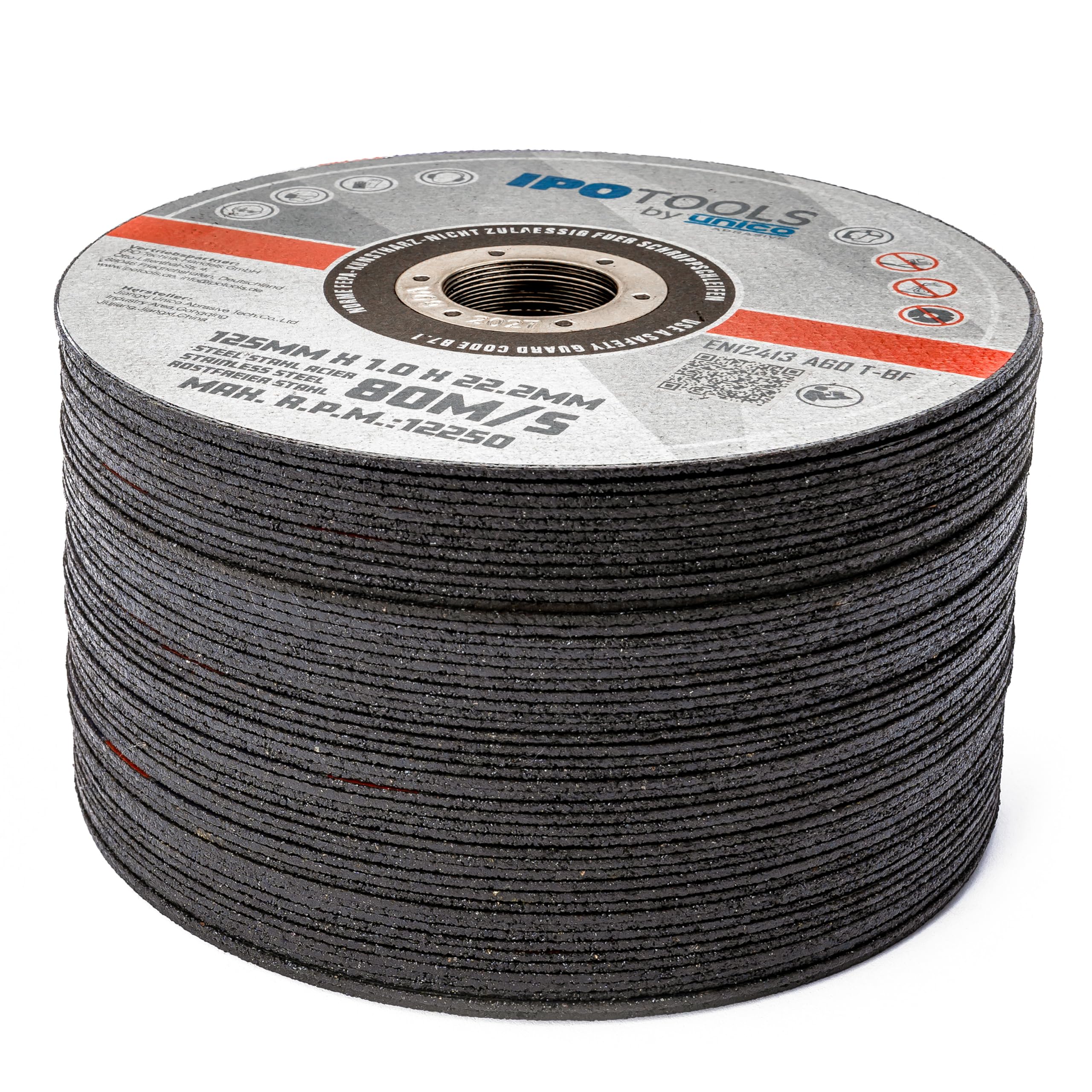 50x IPOTOOLS Disque a tronconner 125 metal - Disque meuleuse 125 metal en acier inoxydable, disque meuleuse 125 mm x 1,0 mm, pour métal, acier et acier inoxydable Métal INOX Fer