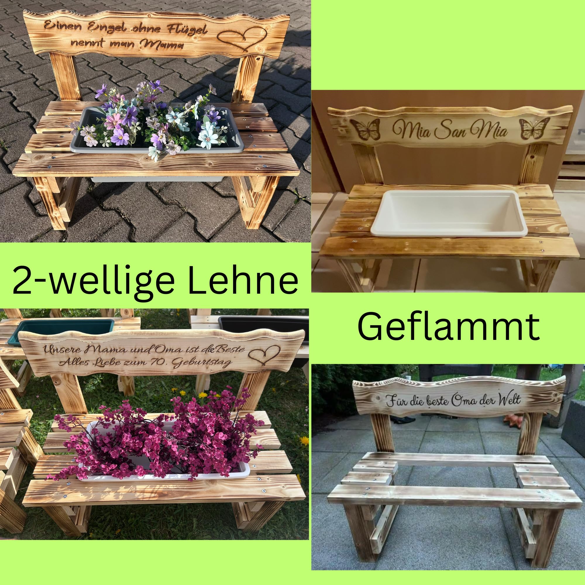 Generisch Personalisierte Blumenbank aus Holz – Pflanzbank mit Namensgravur – Dekorative Pflanzenbank für Innen & Außen - Outdoor Garten Oma Mama Muttertag Geburtstag Geschenk Hochzeit