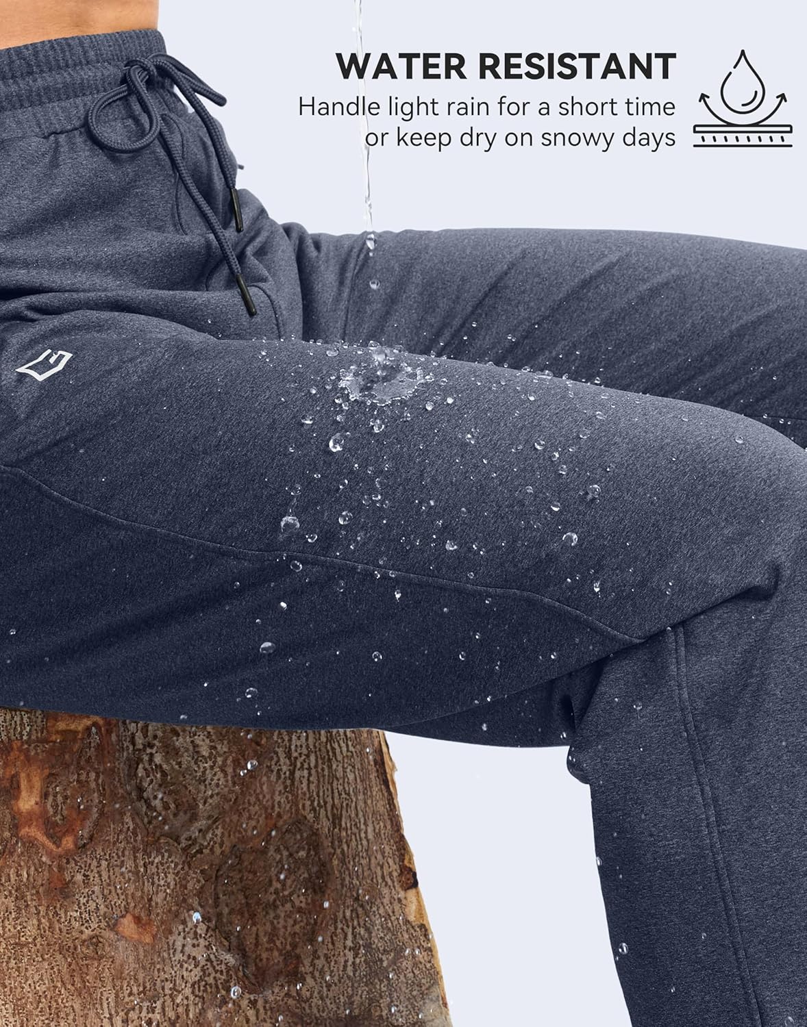 Men's Fleece Lined Winter Pants 32"/34"/36" Inseam Tall Sweatpants with Zipper Pockets Warm Athletic Joggers Men - Image 5