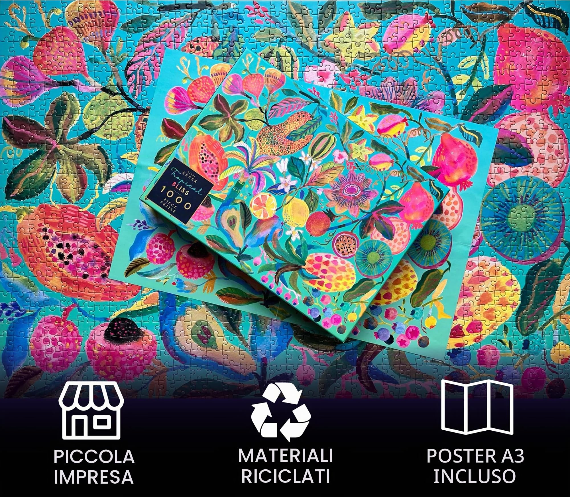 Elena Essex Puzzle da 1000 pezzi per adulti – Felicità tropicale | Puzzle per adulti da 1000 pezzi | Puzzle floreale con frutti colorati | Dimensioni 50,8 x 71,1 cm