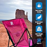 Vista 6 de Kijaro - Sillas de campamento portátiles de doble cerradura: disfruta del aire libre con una silla plegable versátil para deportes, césped - Doble