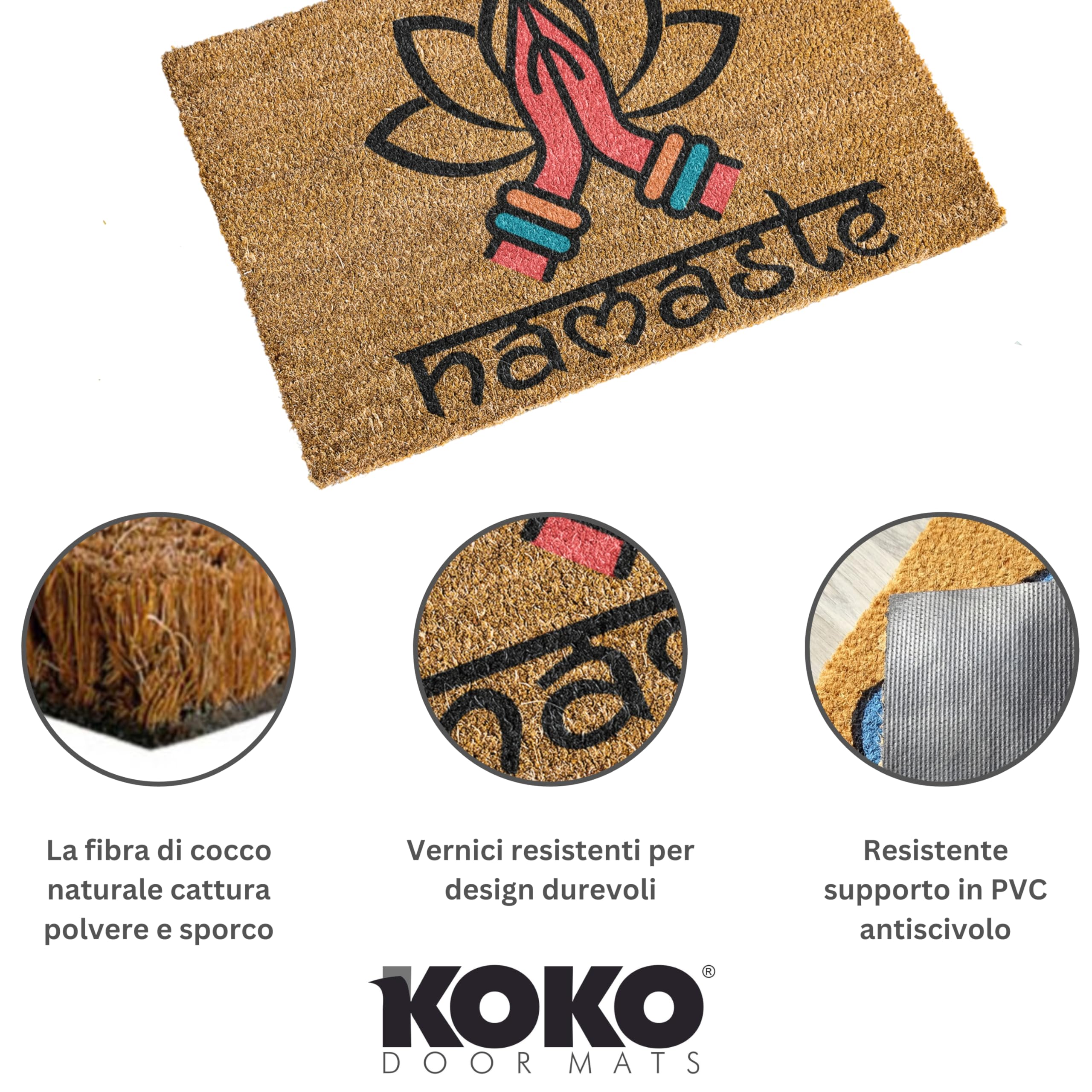 KOKO DOORMATS Zerbino Ingresso casa - Tappeto divertenti in fibra di cocco e base antiscivolo da PVC, da esterno e interno con misure 40x60cm (You Are Here)