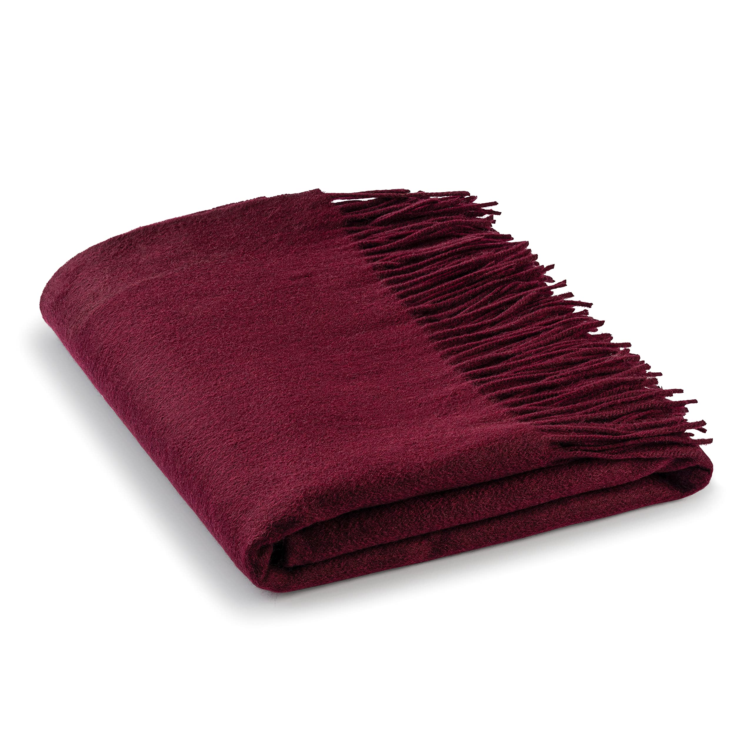 Velanio Cashmere 100% Cashmere Throw Blanket with Fringe 60 x 54 Inch Super Soft Warm for Home, Travel Sofa Bed (Wine)