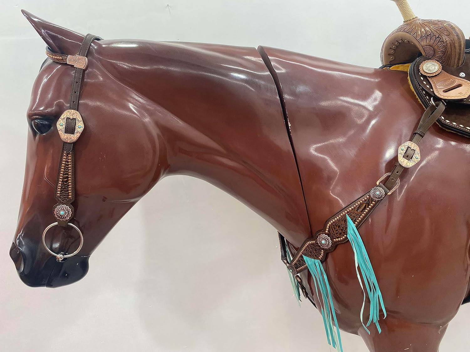 Western Headstall & Breast Collar Tack Set - Attractive Argentina Leather (Brown)