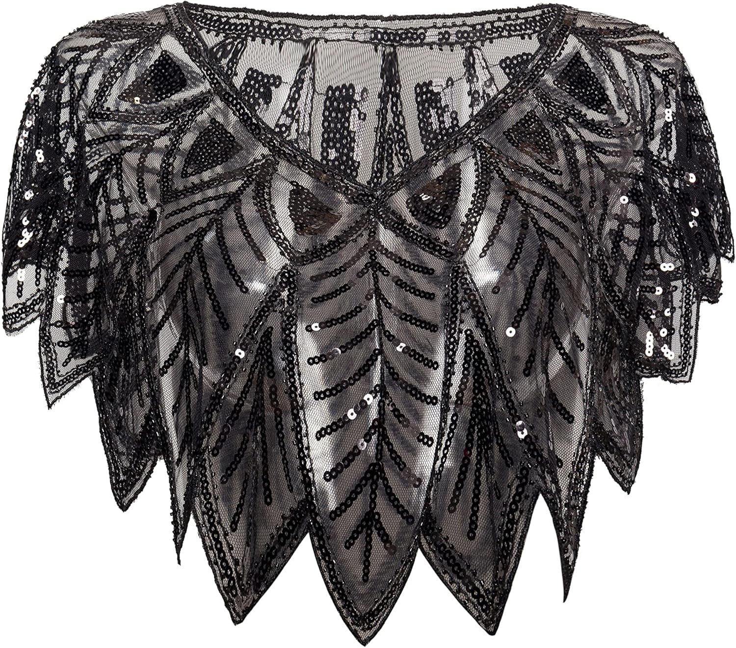 BABEYOND 1920s Shawl Wraps Sequin Beaded Evening Cape Bridal Shawl