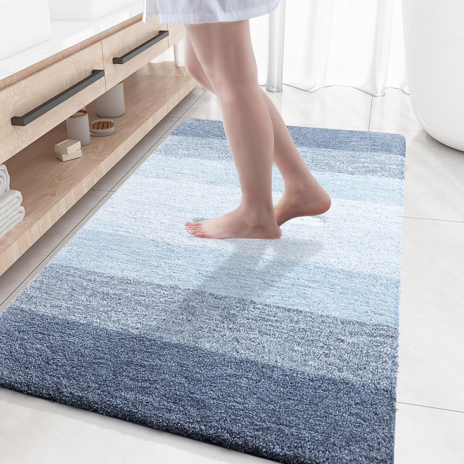 OLANLY Bathroom Rugs Mat 59x35, Extra Soft Absorbent Microfiber Bath Rugs, Rubber Backing, Quick Dry, Machine Washable Bath Mats for Bathroom Floor,