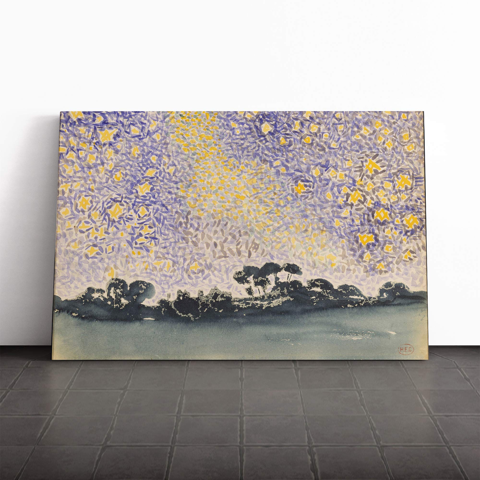 Henri-Edmond Cross The Night Sky Canvas Print | Gallery Wrapped 30mm Frame Wall Art | 30x20 inches | Ready to Hang | Modern Religious Picture | Living Room Bedroom Lounge Office