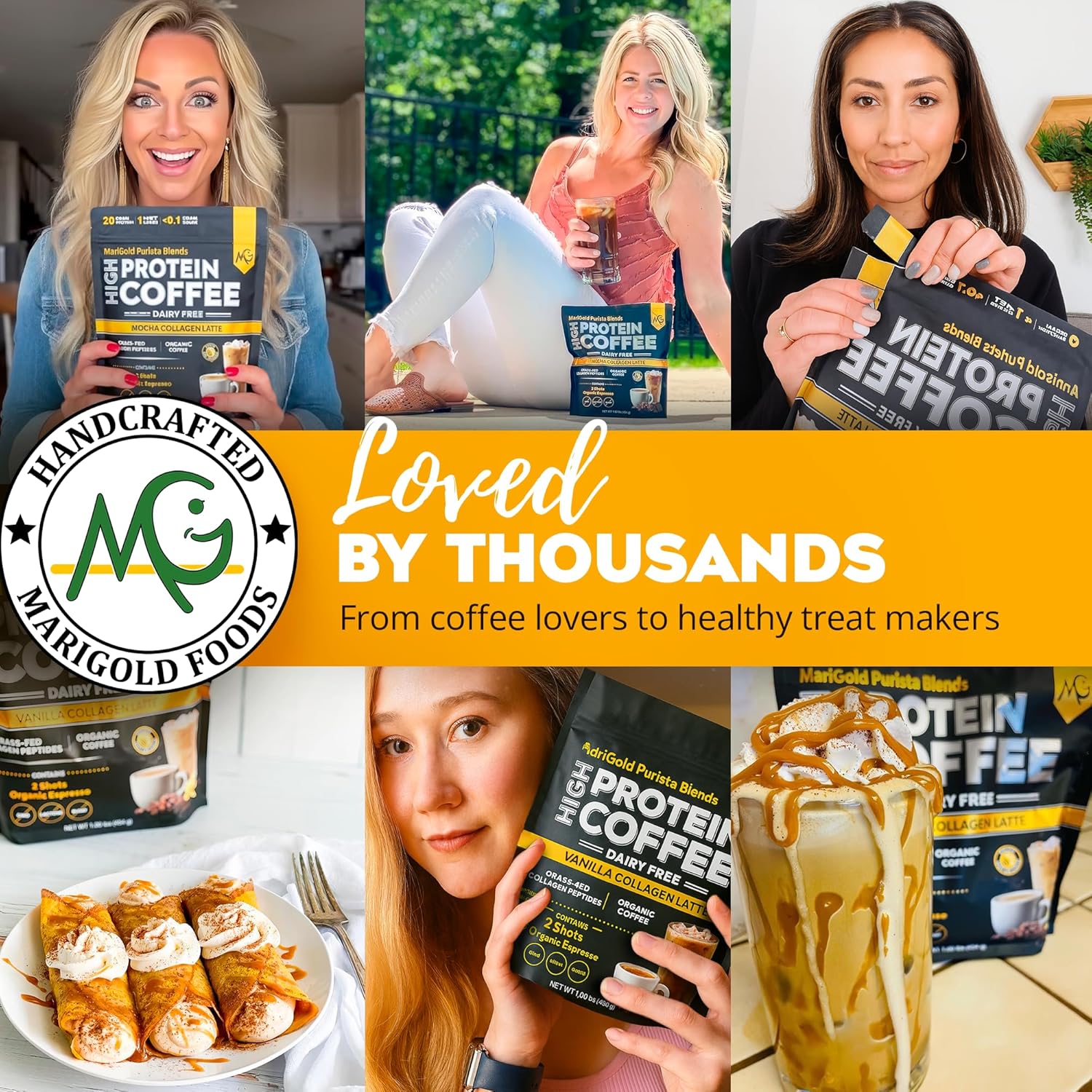 MariGold High Protein Coffee - Iced Purist Flavor | 22g Grass-Fed Whey Isolate Protein, 2 Shots Organic Espresso, Non-GMO, 108 Calories, 1 Net Carb | 1 Lb Bag - 15 Servings - Image 7