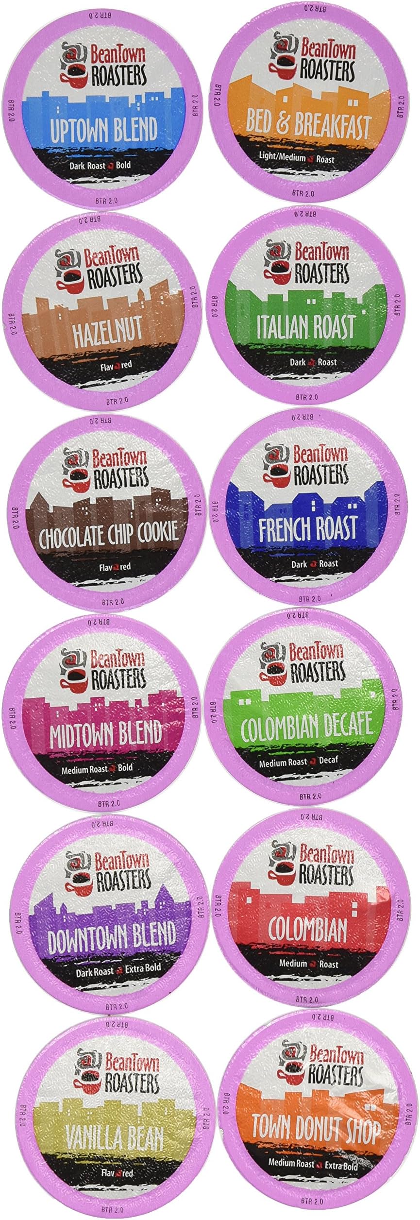 96-Count Beantown Roasters Variety Pack Sampler of 12 Assorted Roasted Coffees, single-cup coffee pack sampler for Keurig K-Cup Brewers