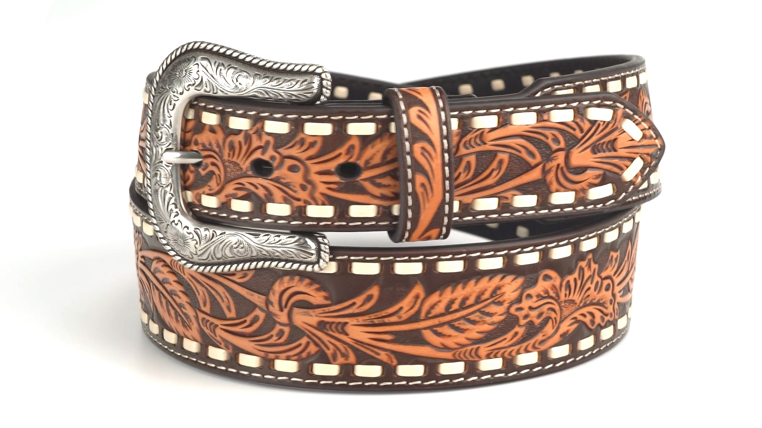 NWT Size 32/80 Ariat Hand Crafted In Full Grain Leather Belt with peace ☮️ bling ARIAT Women main image 4