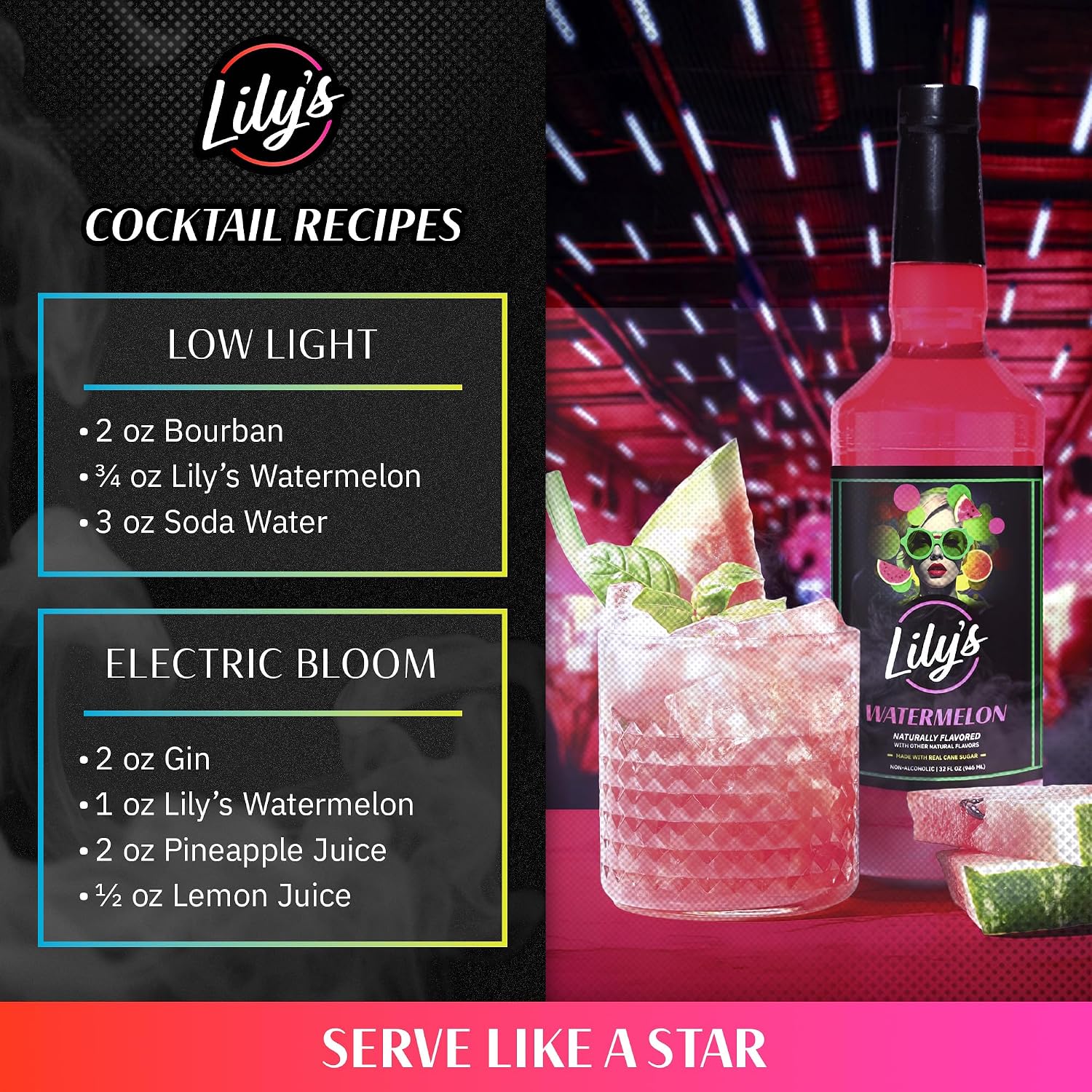 Lily's Mixers Watermelon Syrup for Cocktails – Our Large 32 oz Bottle Makes up to 64 Drinks & is Shelf Stable for up to 1 Year - Great for Cocktails, Beverages & Deserts (Watermelon, 3 Pack)