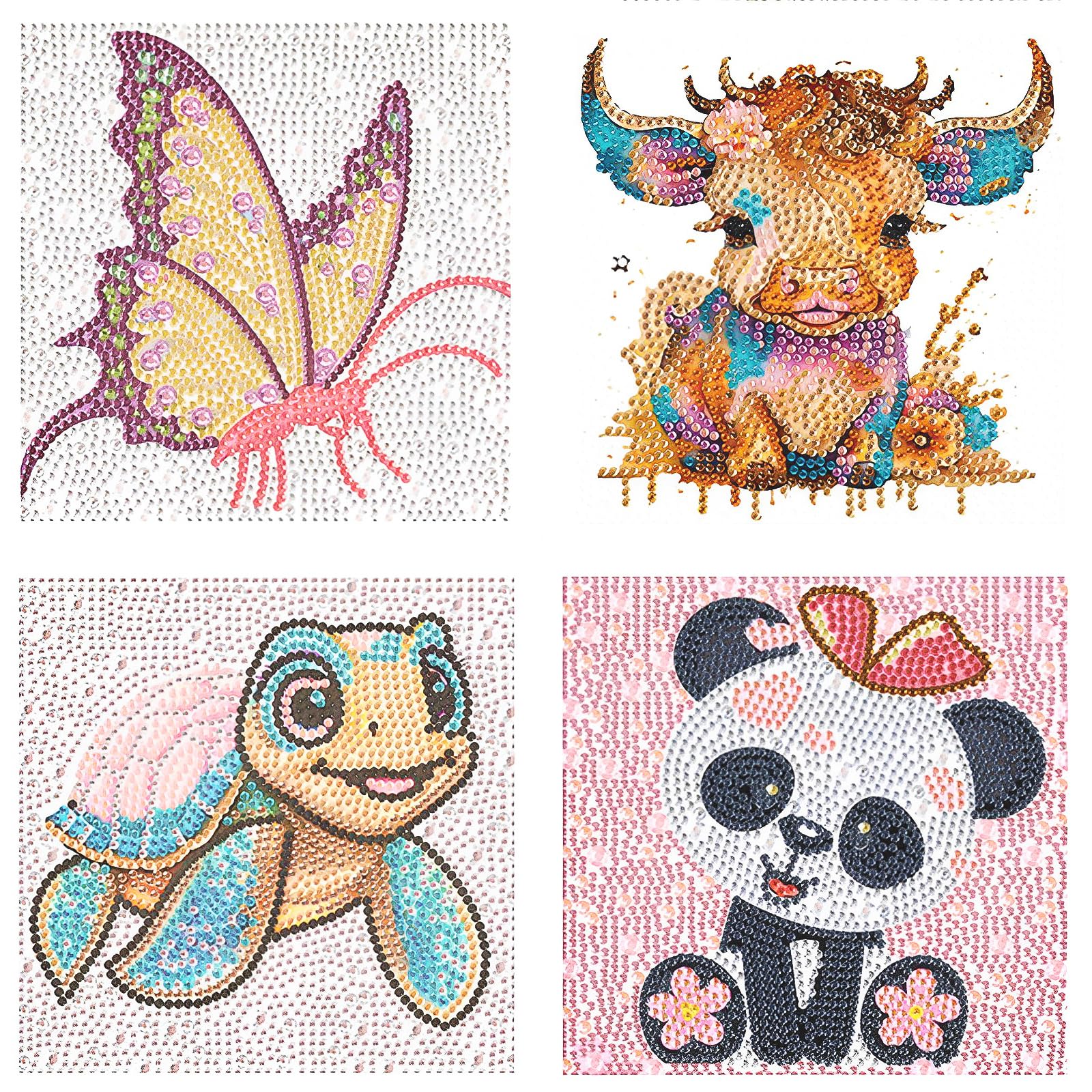 VINEST 4 piezas 5d Diamond Painting Kids 15x15cm Brillante Diamante Painting Cuadros DIY Diamante Painting Animales Niños a partir de 4 6 8 10 años Mosaico DIY Kit de manualidades para niños regalo