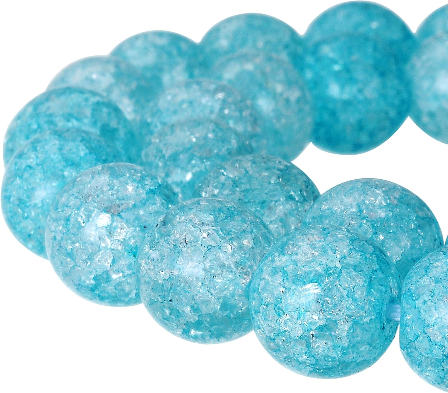 RUBYCA Round Crackle Druk Czech Crystal Pressed Glass Beads for Jewellery Making 10mm Strand (Blue), Light Blue